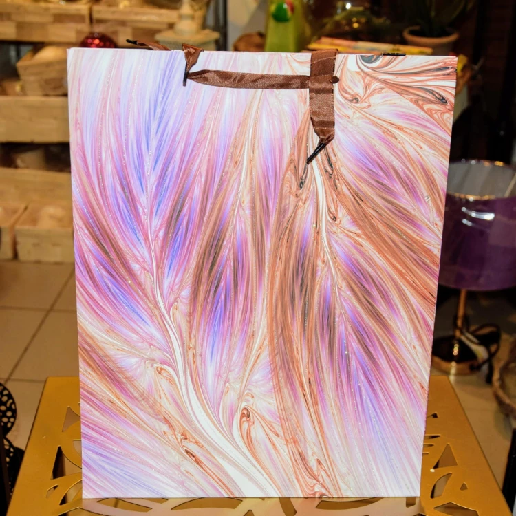 ELEGANCKA TOREBKA UPOMINKOWA 31X40X12CM Z BROKATEM MIX KOLORÓW