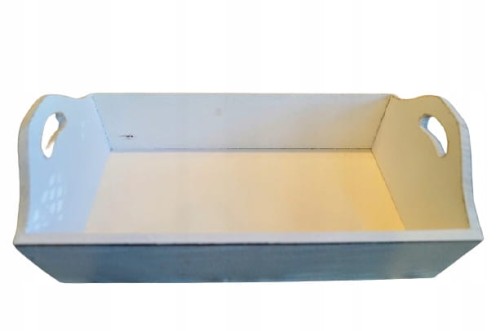 TACA DREWNIANA, BIAŁA 35x22x11cm