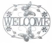DEKORACJA ŚCIENNA MOTYLE WELCOME 74x64x2