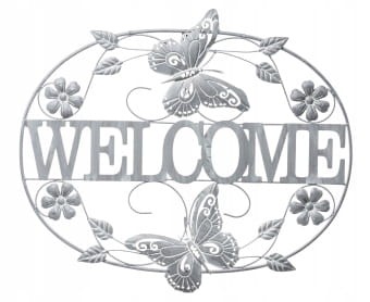 DEKORACJA ŚCIENNA MOTYLE WELCOME 74x64x2