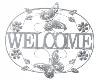 DEKORACJA ŚCIENNA MOTYLE WELCOME 74x64x2