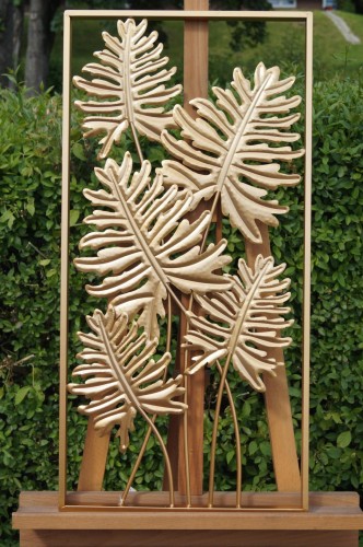 DEKORACJA ŚCIENNA LIŚCIE ZŁOTE 40x2x80cm