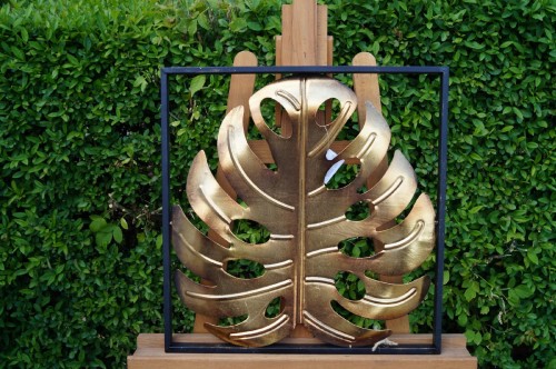 DEKORACJA ŚCIENNA MONSTERA ZŁOTA 46x2x47cm