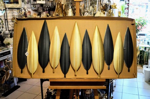 ŚCIENNA DEKORACJA METALOWA - LIŚCIE 120X4X61