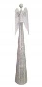 ANIOŁ METALOWY BIAŁY ŚWIECZNIK AŻUR 116CM