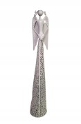 ANIOŁ Z SERCEM METALOWY BIAŁY ŚWIECZNIK AŻUR 68CM