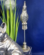FIGURKA PAPUGA SREBRNA Z CYRKONIAMI 33 CM