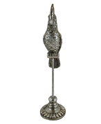 FIGURKA PAPUGA SREBRNA Z CYRKONIAMI 33 CM
