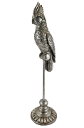 FIGURKA PAPUGA SREBRNA Z CYRKONIAMI 33 CM
