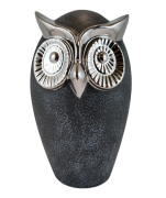 FIGURKA SOWA SZARO SREBRNA 20 cm