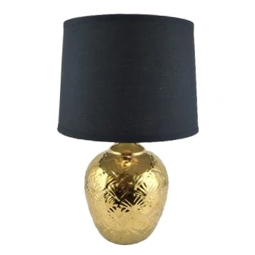 LAMPA CERAMICZNA ZŁOTA Z CZARNYM ABAŻUREM