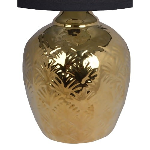 LAMPA CERAMICZNA ZŁOTA Z CZARNYM ABAŻUREM