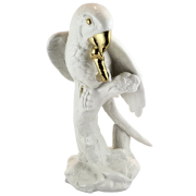 FIGURKA PAPUGA CERAMICZNA NA GAŁĘZI