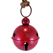 WISZĄCY METALOWY DZWONEK CZERWONY 20 x 32 CM