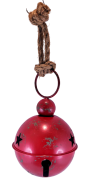 WISZĄCY METALOWY DZWONEK CZERWONY 20 x 32 CM
