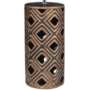 LAMPA CERAMICZNA ZŁOTO-CZARNA Z CZARNYM ABAŻUREM