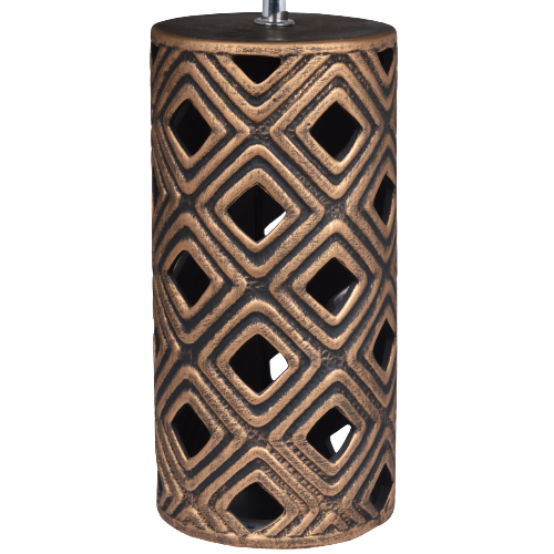 LAMPA CERAMICZNA ZŁOTO-CZARNA Z CZARNYM ABAŻUREM