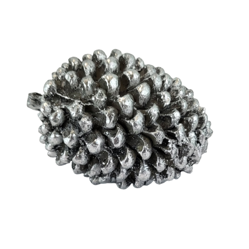 OZDOBNA SZYSZKA FIGURKA DEKORACJA SREBRNA 8 x 5 x 5 CM
