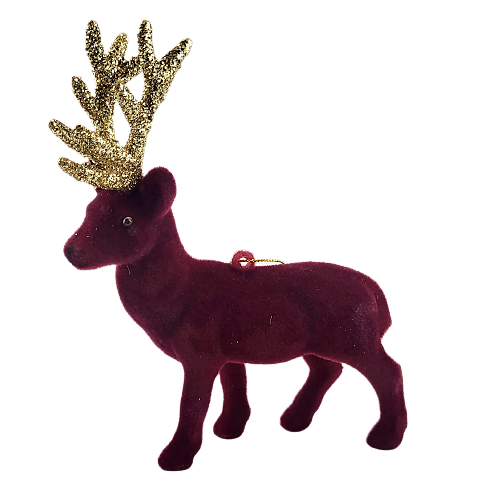 ZAWIESZKA RENIFER WELUROWY BURGUNDOWY ZE ZŁOTYM POROŻEM