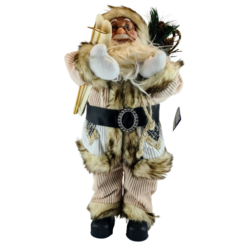 FIGURKA MIKOŁAJ Z NARTAMI 45 CM