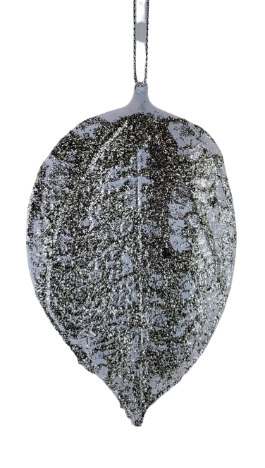 LIŚĆ METALOWY BIAŁO-SZAMPAŃSKI 14x8cm