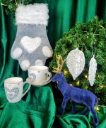 LIŚĆ METALOWY BIAŁO-SZAMPAŃSKI 14x8cm