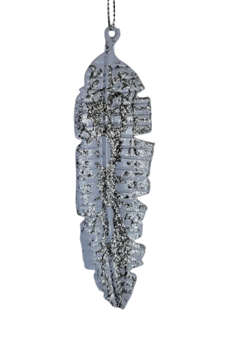 LIŚĆ METALOWY DŁUGI BIAŁO-SZAMPAŃSKI 13x3cm