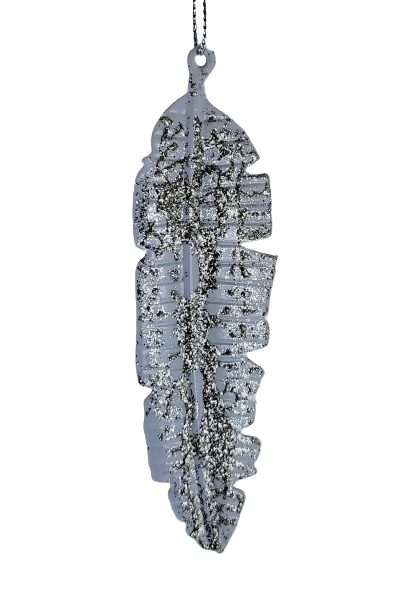 LIŚĆ METALOWY DŁUGI BIAŁO-SZAMPAŃSKI 13x3cm
