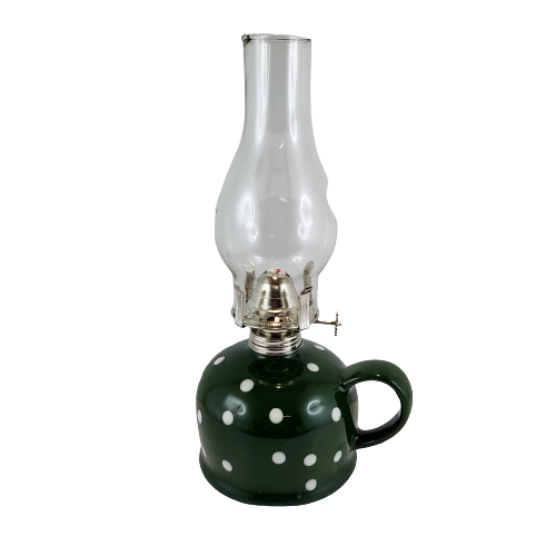 LAMPA NAFTOWA Z CERAMICZNĄ ZIELONĄ PODSTAWĄ