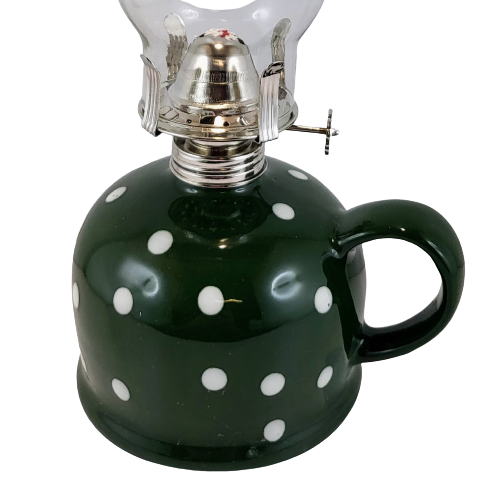 LAMPA NAFTOWA Z CERAMICZNĄ ZIELONĄ PODSTAWĄ