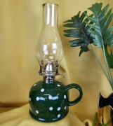 LAMPA NAFTOWA Z CERAMICZNĄ ZIELONĄ PODSTAWĄ