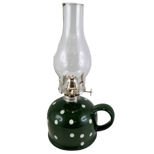 LAMPA NAFTOWA Z CERAMICZNĄ ZIELONĄ PODSTAWĄ
