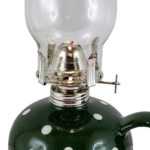 LAMPA NAFTOWA Z CERAMICZNĄ ZIELONĄ PODSTAWĄ