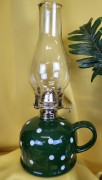 LAMPA NAFTOWA Z CERAMICZNĄ ZIELONĄ PODSTAWĄ
