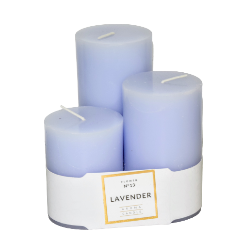 ZESTAW 3 ŚWIEC ZAPACHOWYCH LAVENDER LAWENDOWY
