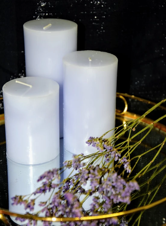 ZESTAW 3 ŚWIEC ZAPACHOWYCH LAVENDER LAWENDOWY