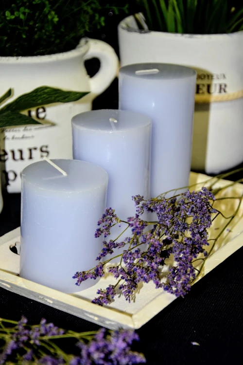 ZESTAW 3 ŚWIEC ZAPACHOWYCH LAVENDER LAWENDOWY