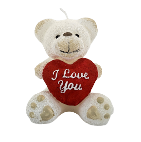 ŚWIECA PARAFINOWA TEDDY MIŚ BIAŁY WALENTYNKI