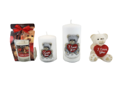 ŚWIECA PARAFINOWA TEDDY WALEC ŚREDNI BIAŁY WALENTYNKI