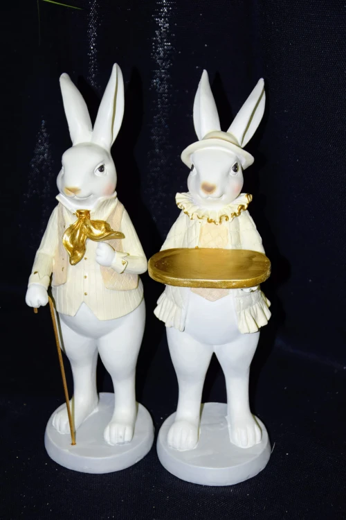 KRÓLIK ZAJĄC STOJĄCY BEŻOWY 31 cm MIX DWA WZORY DO WYBORU