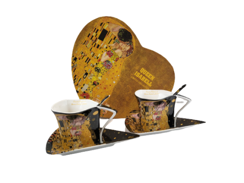 KOMPLET 2 FILIŻANEK KLIMT POCAŁUNEK W SERCU