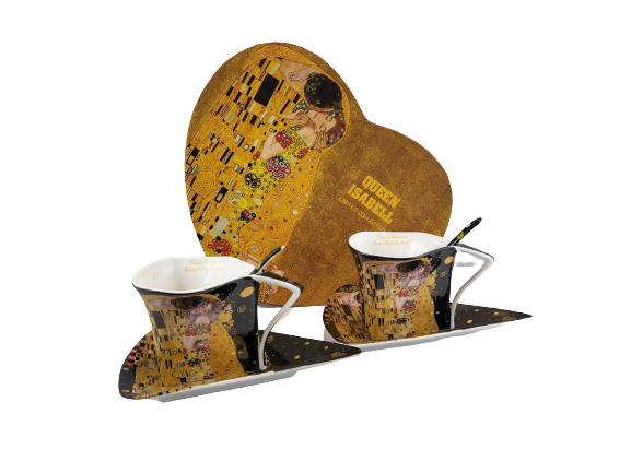 KOMPLET 2 FILIŻANEK KLIMT POCAŁUNEK W SERCU
