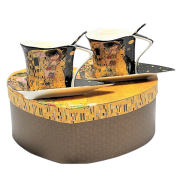 KOMPLET 2 FILIŻANEK KLIMT POCAŁUNEK W SERCU