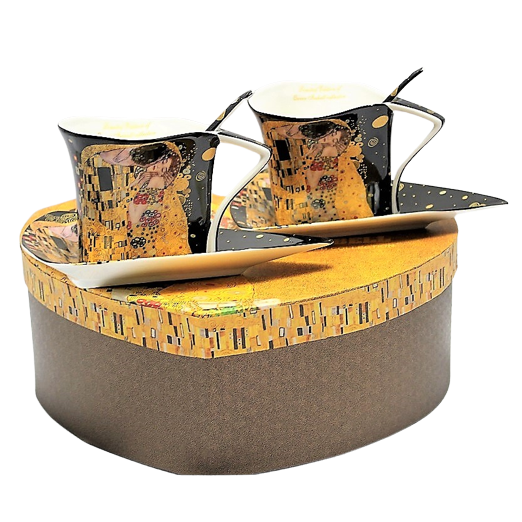 KOMPLET 2 FILIŻANEK KLIMT POCAŁUNEK W SERCU