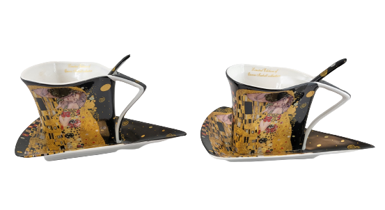 KOMPLET 2 FILIŻANEK KLIMT POCAŁUNEK W SERCU