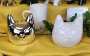 SKARBONKA CERAMICZNA GŁOWA KOTA SREBRNA KOT