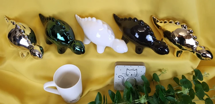 SKARBONKA CERAMICZNA DINOZAUR SREBRNY