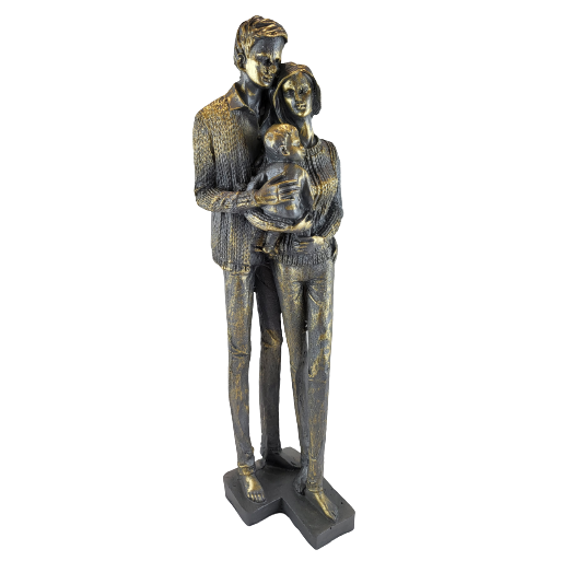 FIGURKA STOJĄCA RODZINA SZARO-ZŁOTA 38,5CM