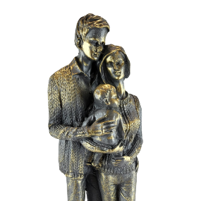 FIGURKA STOJĄCA RODZINA SZARO-ZŁOTA 38,5CM