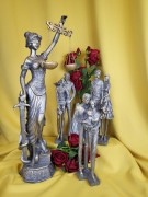 FIGURKA STOJĄCA RODZINA SZARO-ZŁOTA 38,5CM